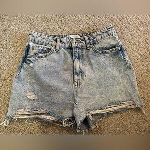 Zara high waisted light wash distressed jean shorts